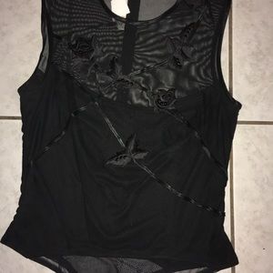 Vintage Cache’ Sheer Embellished bodysuit